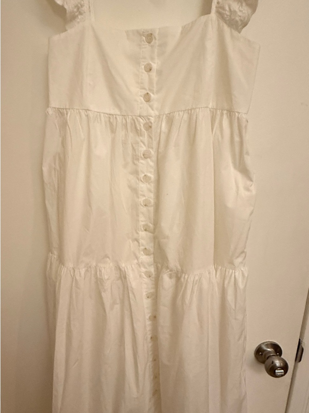 En Saison White Eyelet Midi Dress Ruffle Strap Tiered Cottagecore S Romantic - Picture 4 of 12